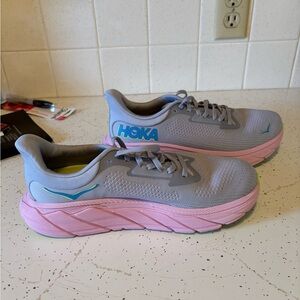 Hoka Women's Gray and Pink Athletic Shoes
